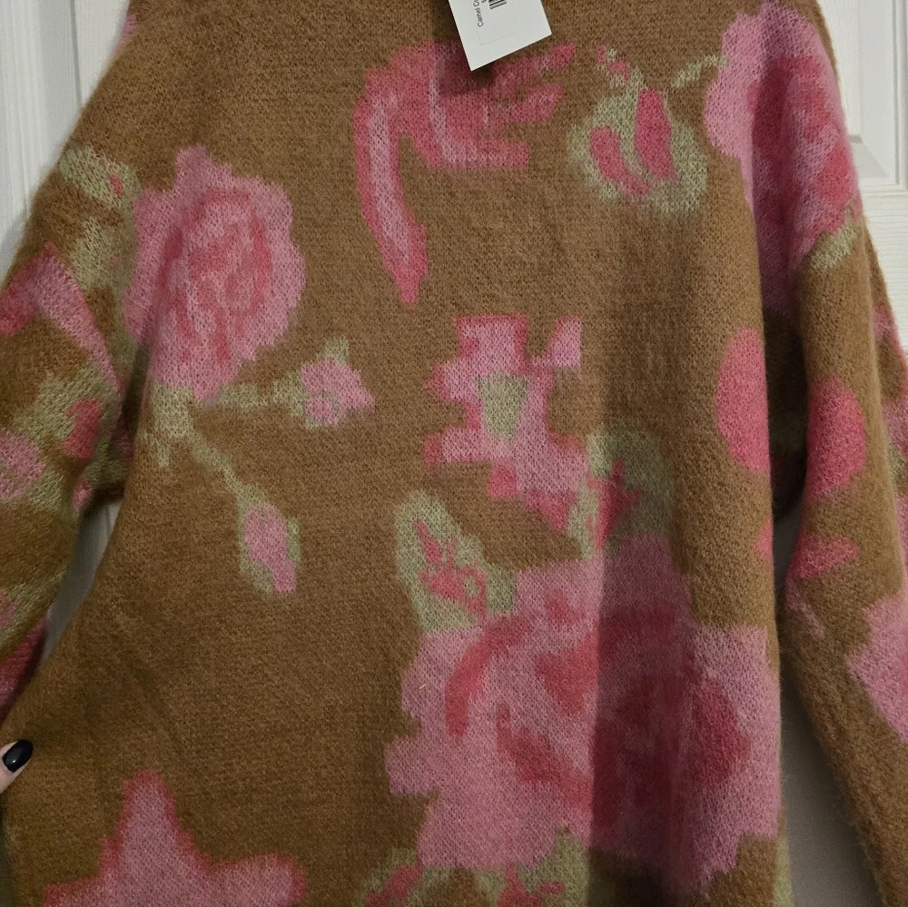 ENTRO Brown Floral Sweater  Size XL-- Brand New With Tags - Picture 6 of 9